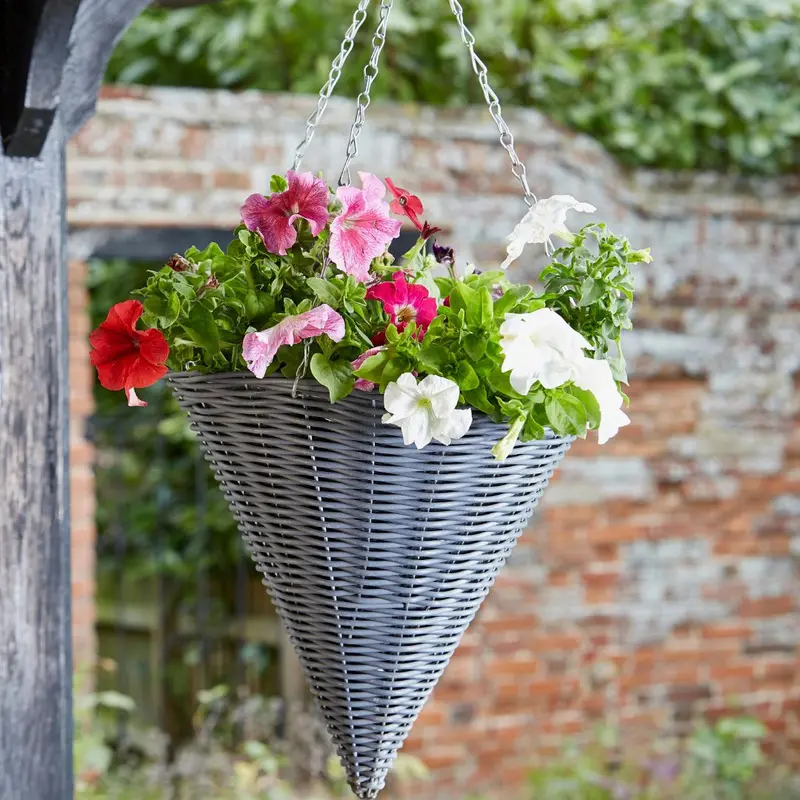 14-Inch Slate-Hued Hanging Basket Cone Planter 1