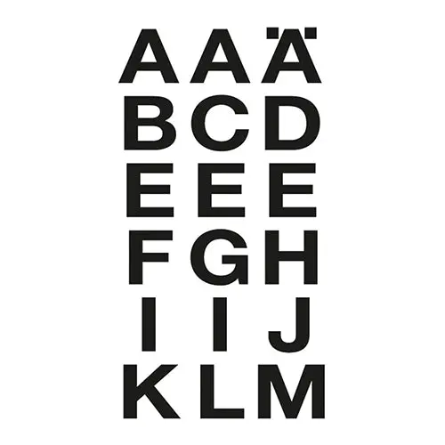 20×20Mm Transparent Black Weatherproof Letter Stickers A-Z (Model 4135) 1