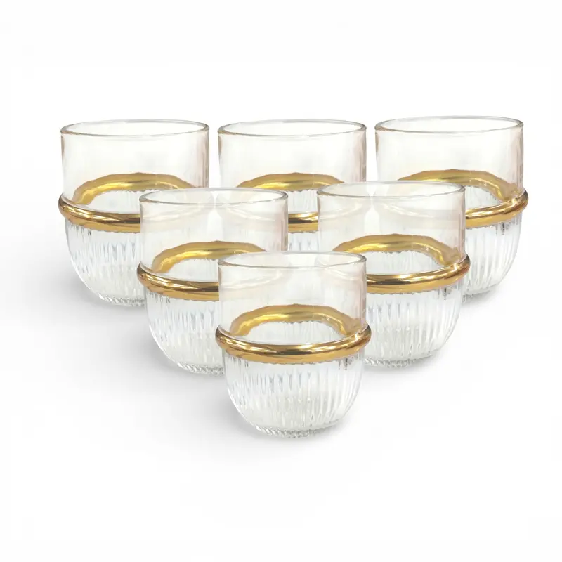 6-Piece Tumbler Set – Clear Glass With Gold Accents 1