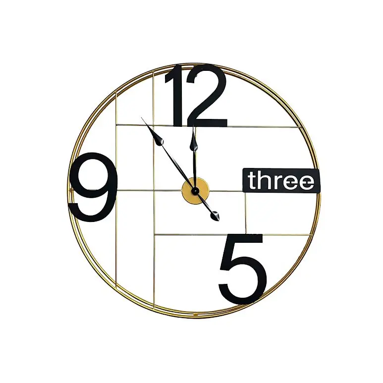 60Cm Black And Gold Wall Clock – Elegant Analog Timepiece 1