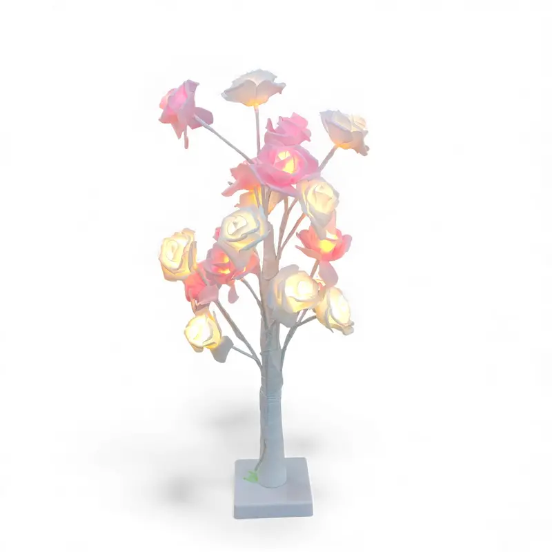 60Cm Pink And White Led Rose Tree Light 1