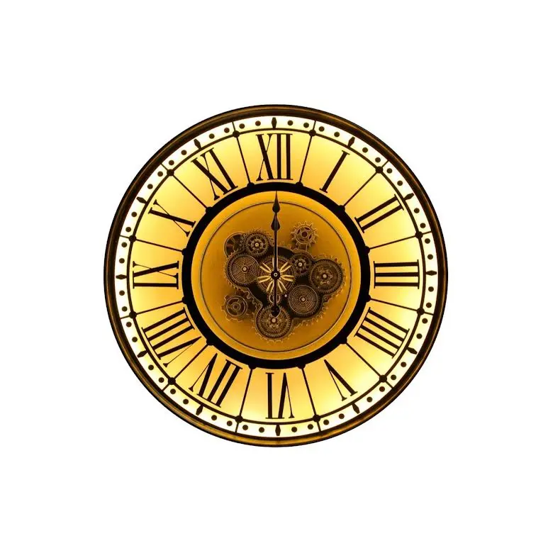 80Cm Led Berkshire Industrial Wall Clock – Black And Gold With Animated Gears 1