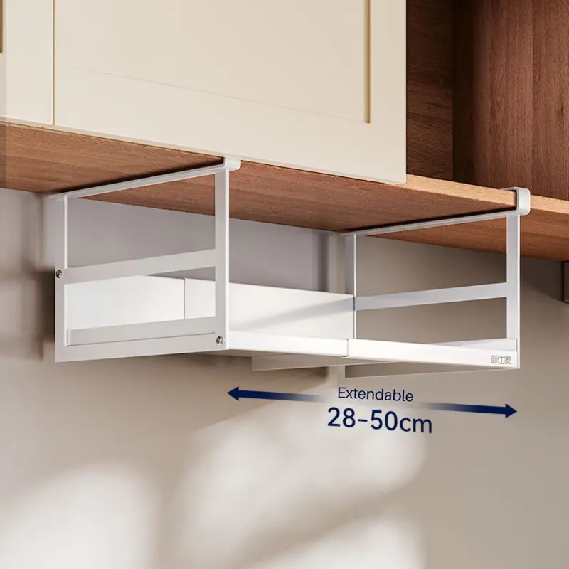 Adjustable Hanging Basket Rack For Kitchen Cabinets – Three Extension Lengths 1