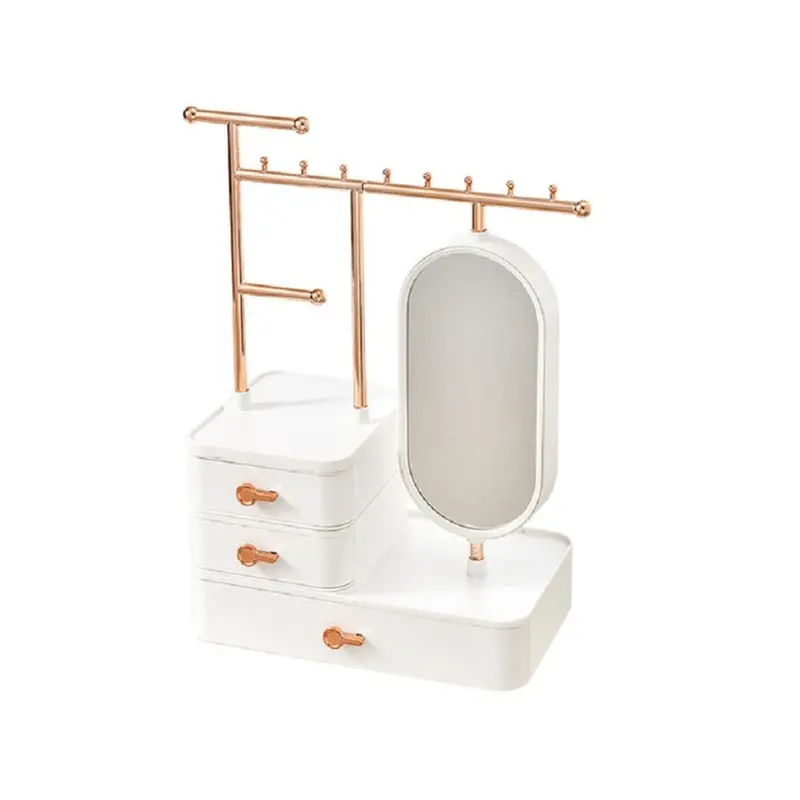 Antalya Jewelry Organizer With Hd Mirror – Sleek White Design 1