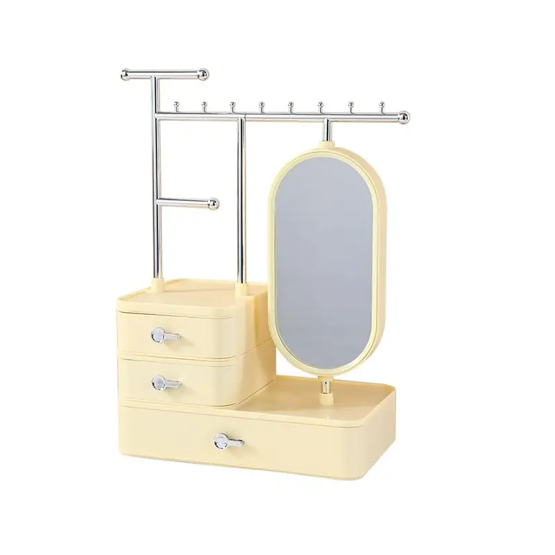 Antalya Jewelry Stand With Hd Mirror – Sunny Yellow Organizer 1