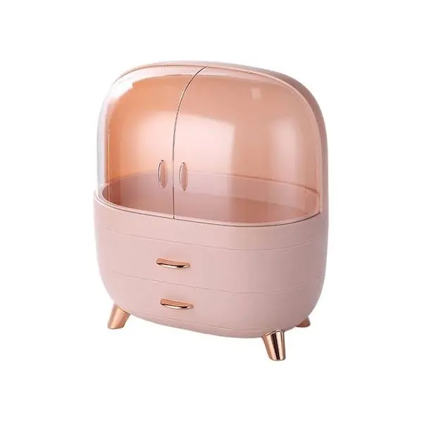 Antalya Pink Acrylic Makeup Organizer – Tiered Cosmetic Storage Solution 1