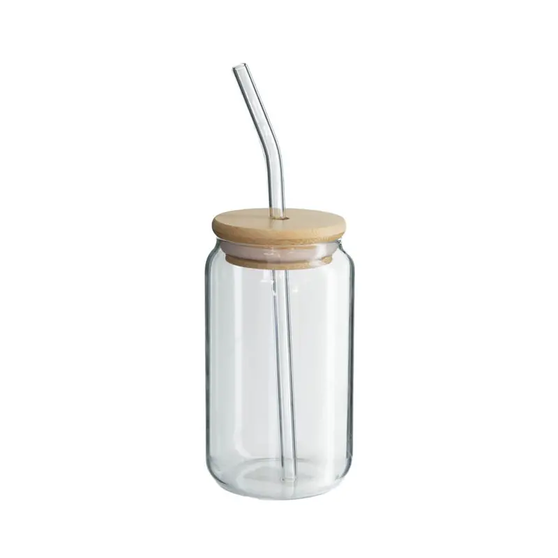 Bamboo-Lid Drinking Jar – 350Ml Clear Kitchen Life Beverage Container 1