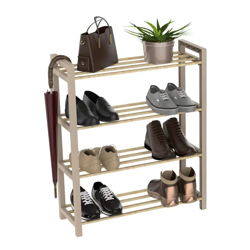Beige Four-Tier Shoe Rack – Brix Space-Saving 69 Cm Storage Solution 1