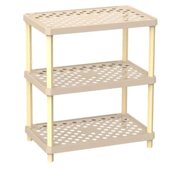 Beige Rectangular 60 Cm Plastic Shelf – Tova Three-Tier Large Capacity Unit 1