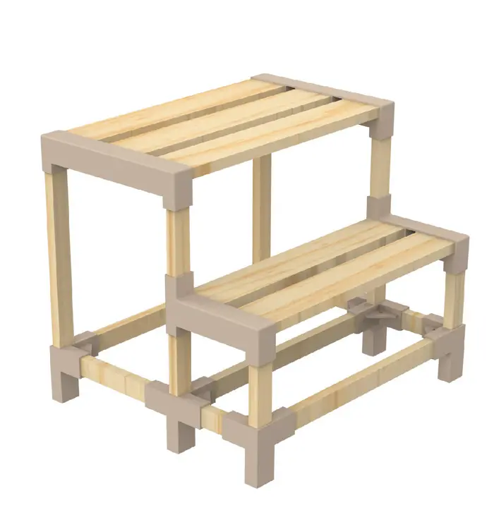 Beige Two-Tier Wooden Step Stool – Modern Casa Design For Home Use 1