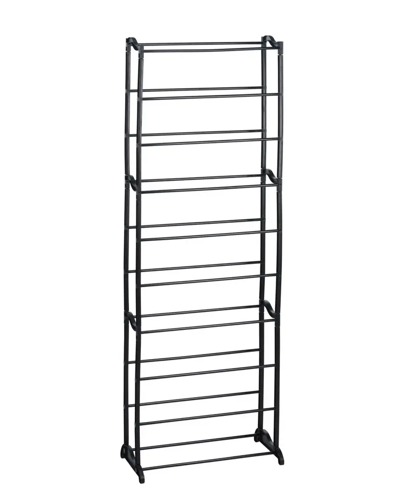 Black 10-Shelf Shoe Organizer – Compact Vertical Storage Rack 1