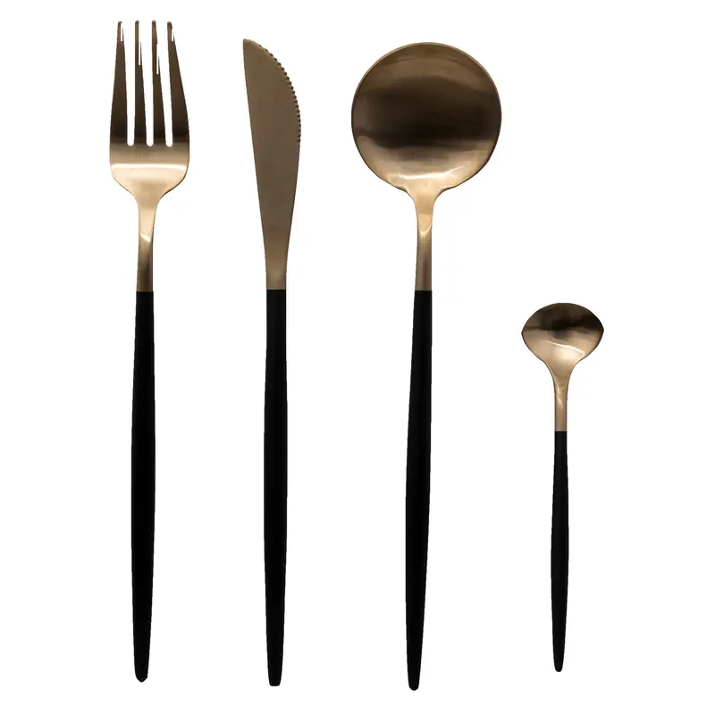 Black And Gold 24-Piece Premium Cutlery Set 1