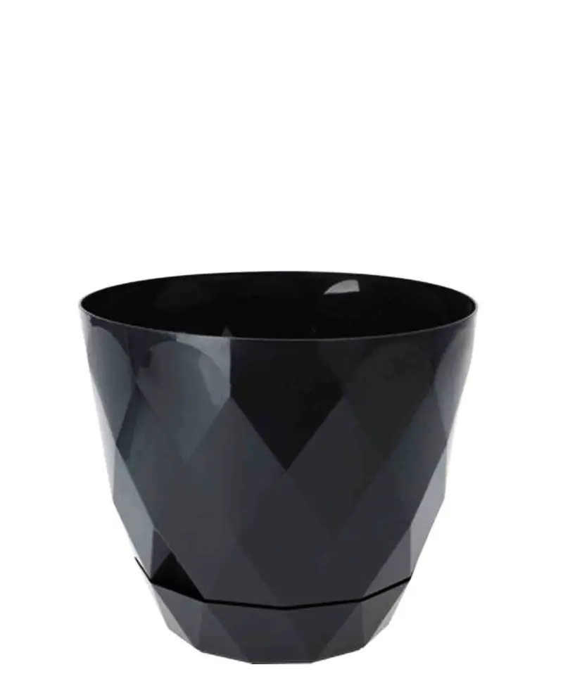Black Diamond-Embossed Urban Decor Ceramic Planter – 22Cm 1