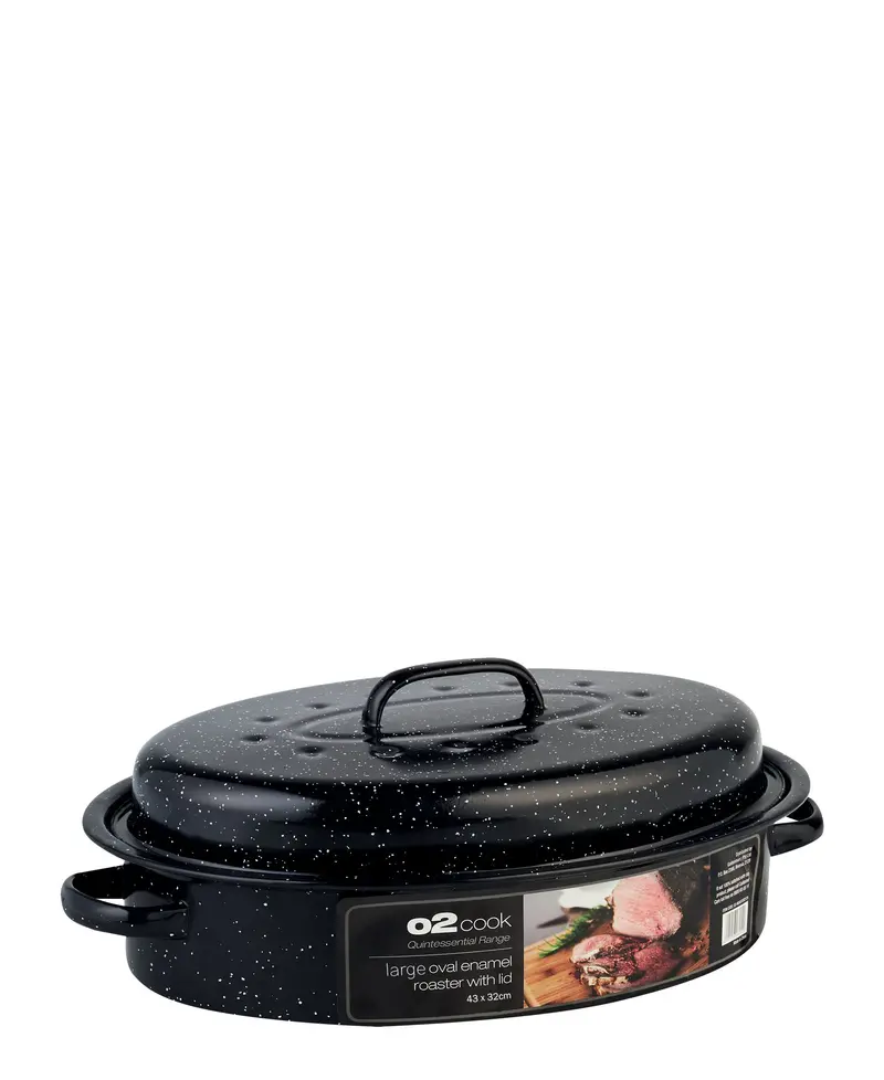 Black Large Oval Roasting Dish With Tight-Fit Lid – O2 Heavy-Duty Ovenware 1