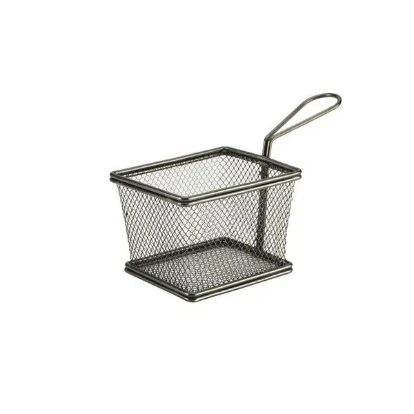 Black Rectangular Serving Fry Basket – 12.5 × 10 × 8.5 Cm 1