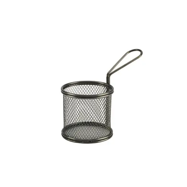 Black Round Serving Fry Basket – 9.3 × 9 Cm 1