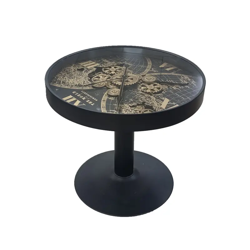 Black Side Table With Integrated Clock 1