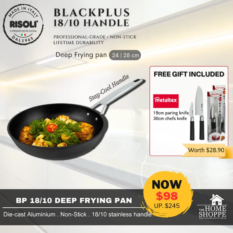 Blackplus 18/10 Stainless Steel Deep Frying Pan With Ergonomic Handle — Includes Free Gift 1