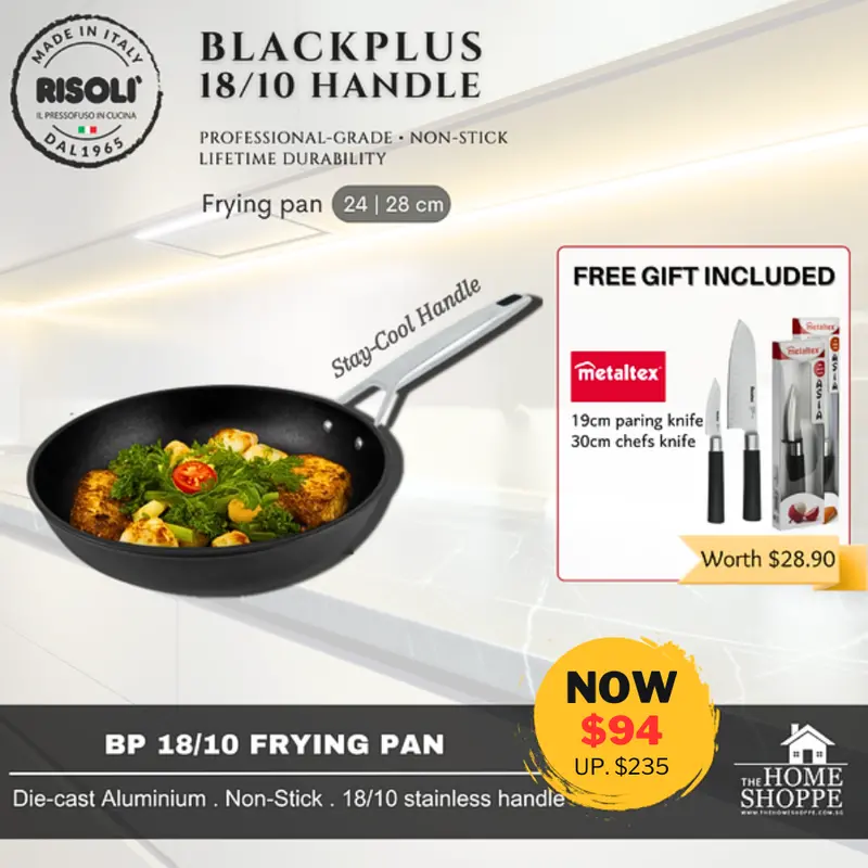 Blackplus 18/10 Stainless Steel Frying Pan With Steel Handle — Includes Free Gift 1