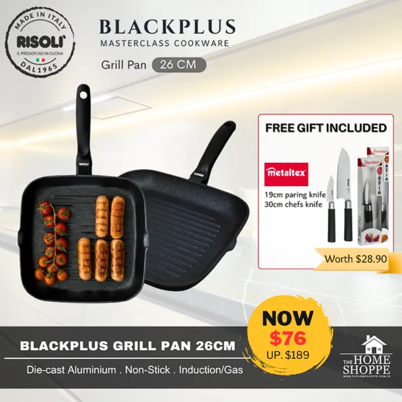 Blackplus 26Cm Grill Pan With Black Heat-Resistant Handle — Includes Free Gift 1