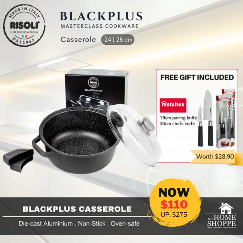 Blackplus Induction Casserole With Tempered Glass Lid — Includes Free Gift 1