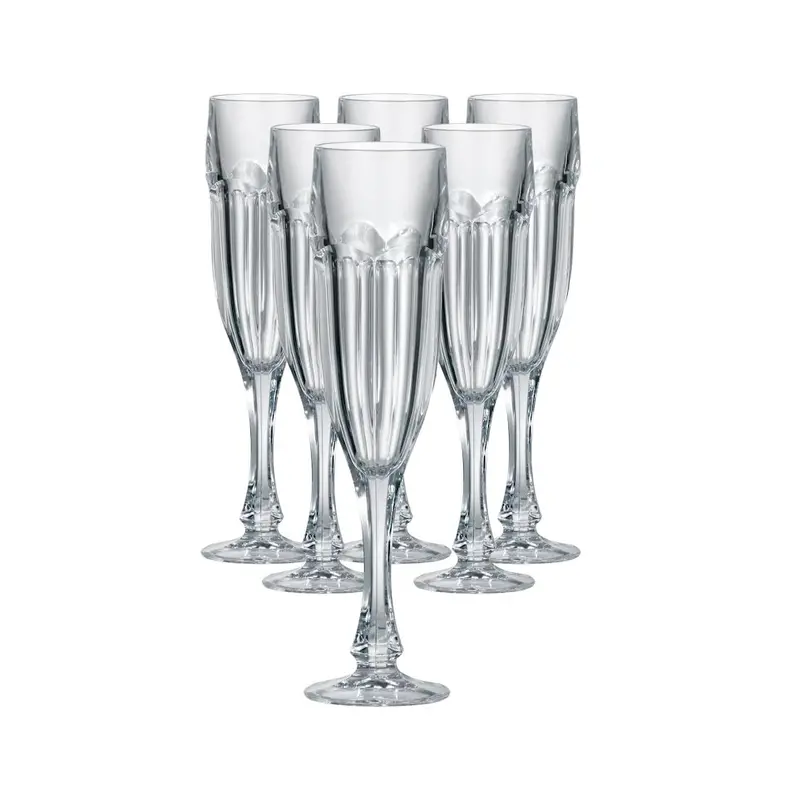 Bohemia Crystal Safari Champagne Flutes – 6-Piece Clear Set 1