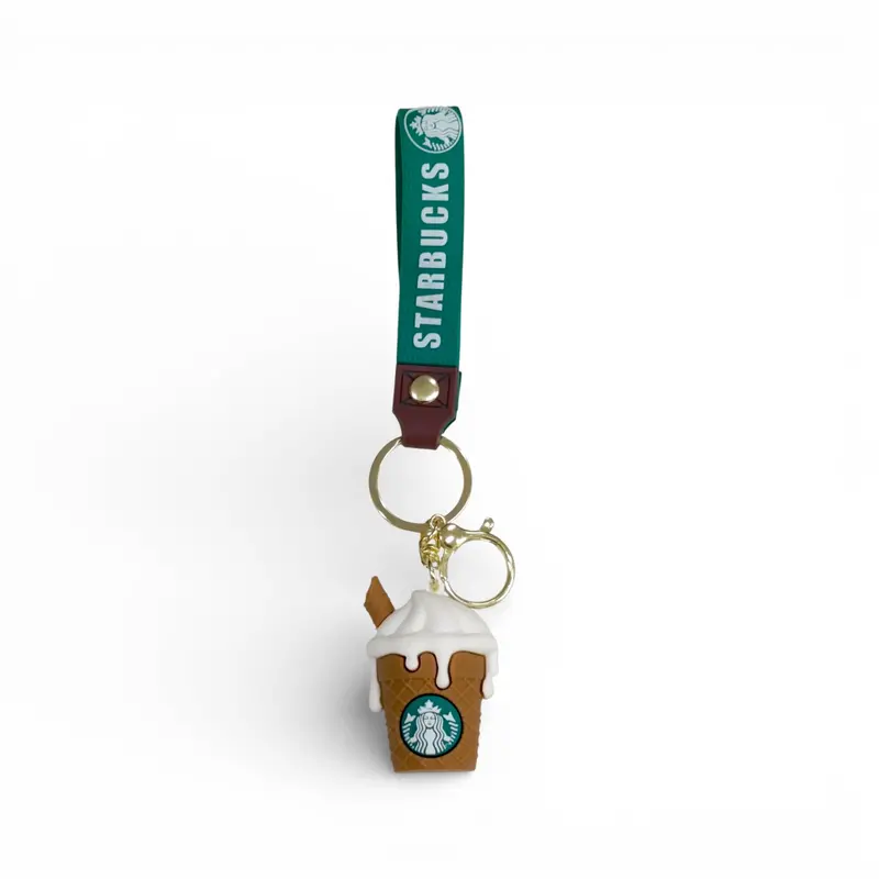 Brown And Green Coffee Motif Keychain 1