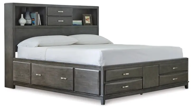 Caitbrook Gray Queen Storage Bed With Eight Under-Bed Drawers 1