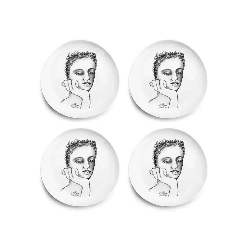Carrol Boyes 'Just A Thought' Ceramic Dinner Plate Set – Minimalist White Quartet 1