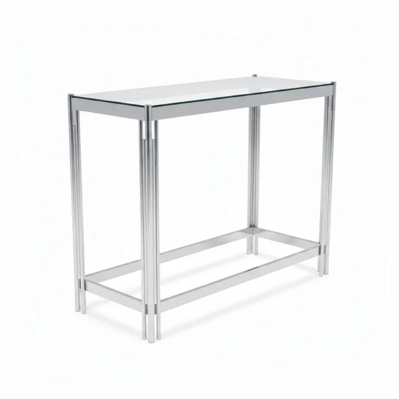 Chrome-Finished Glass Console Table 1