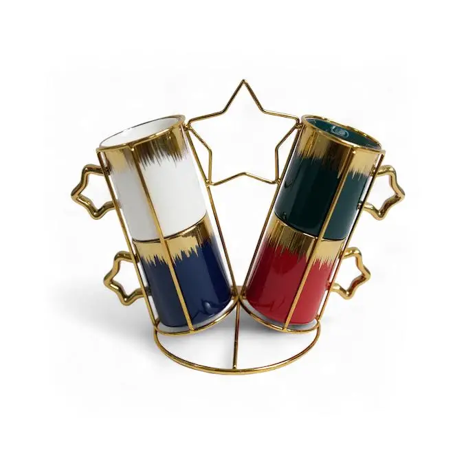 Colorful 5-Piece Mug Set With Matching Display Stand 1