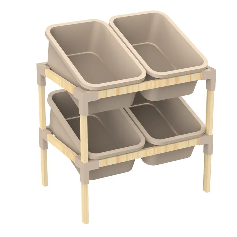 Compact Beige 40L Two-Tier Storage Shelf – Kip Bin Organizer System 1