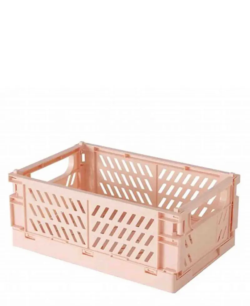 Compact Pink Folding Crate – Fine Living Lightweight 1