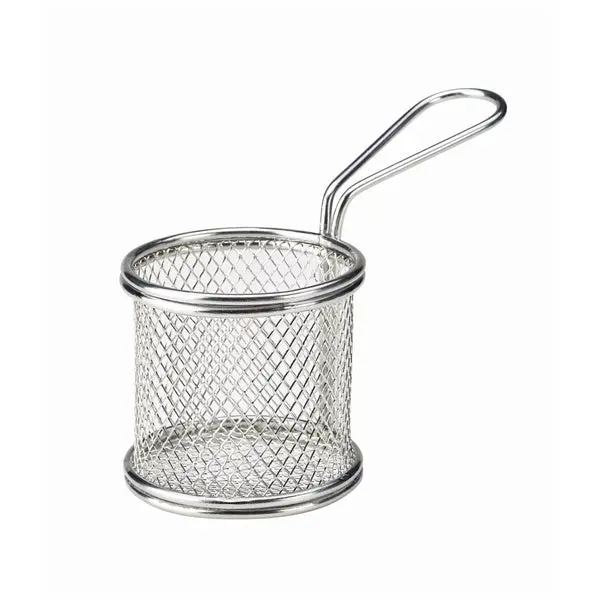 Compact Round Serving Fry Basket – 8 × 7.5 Cm 1