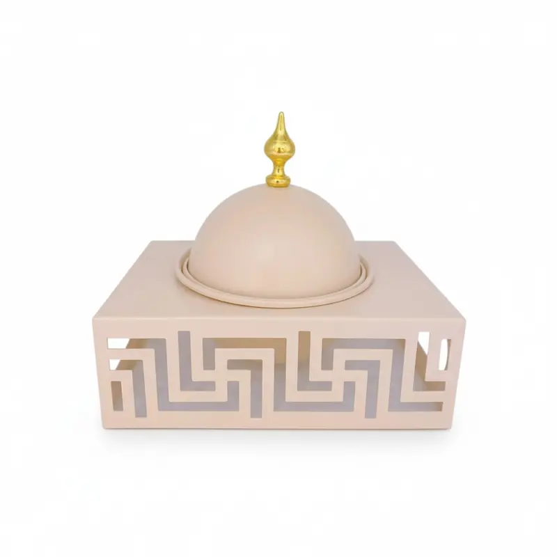 Cream-And-Gold Single-Compartment Snack Serving Tray 1