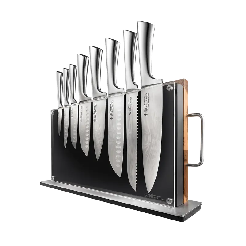 Cuisine::Pro Damashiro Bodo Knife Block Set – 10-Piece With Integrated Acacia Cutting Board 1