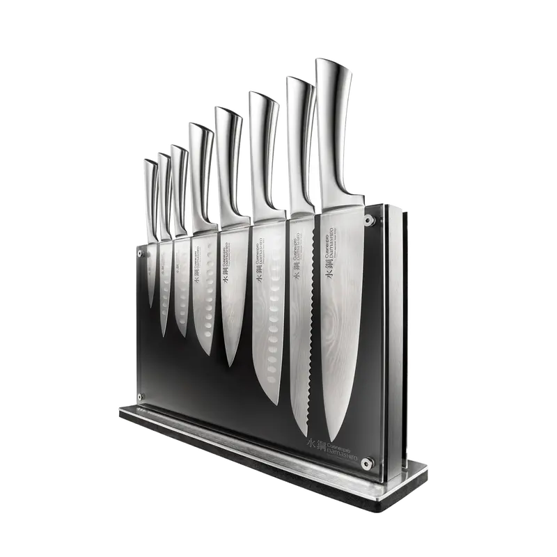 Cuisine::Pro Damashiro Nami Knife Block Set – 9-Piece Balanced Japanese-Style Collection 1