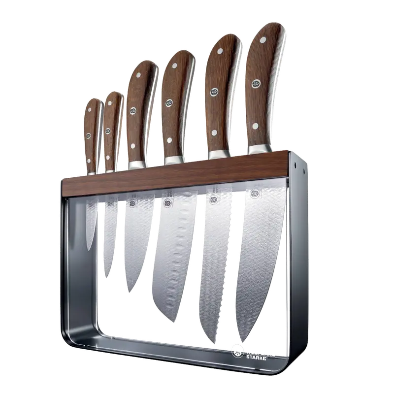 Cuisine::Pro Wolfgang Starke Oak Harz Knife Block – 7-Piece Rustic Hardwood Display Set 1