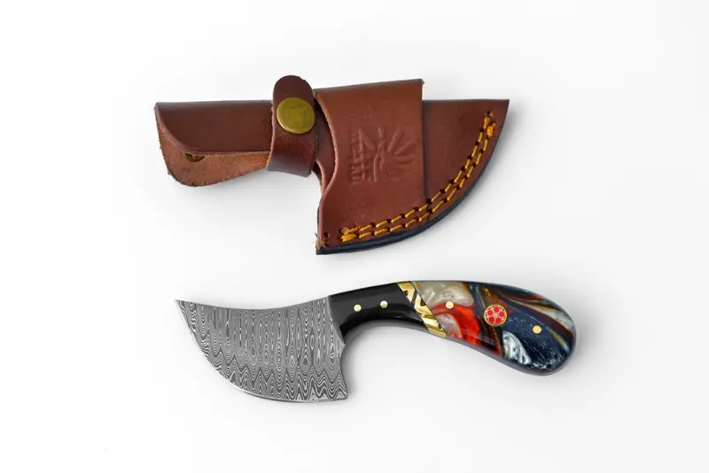 Curved Damascus Utility Knife – Ergonomic Grip And Precision Edge Tk-460 1