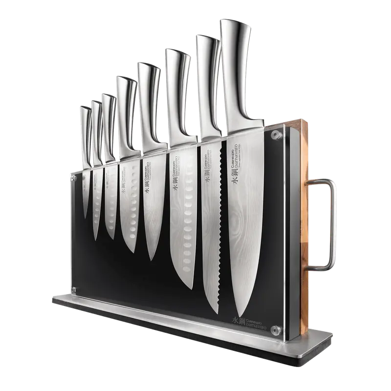 Custom Engraved Damashiro Bodo Knife Block & Chopping Board – 10-Piece 1