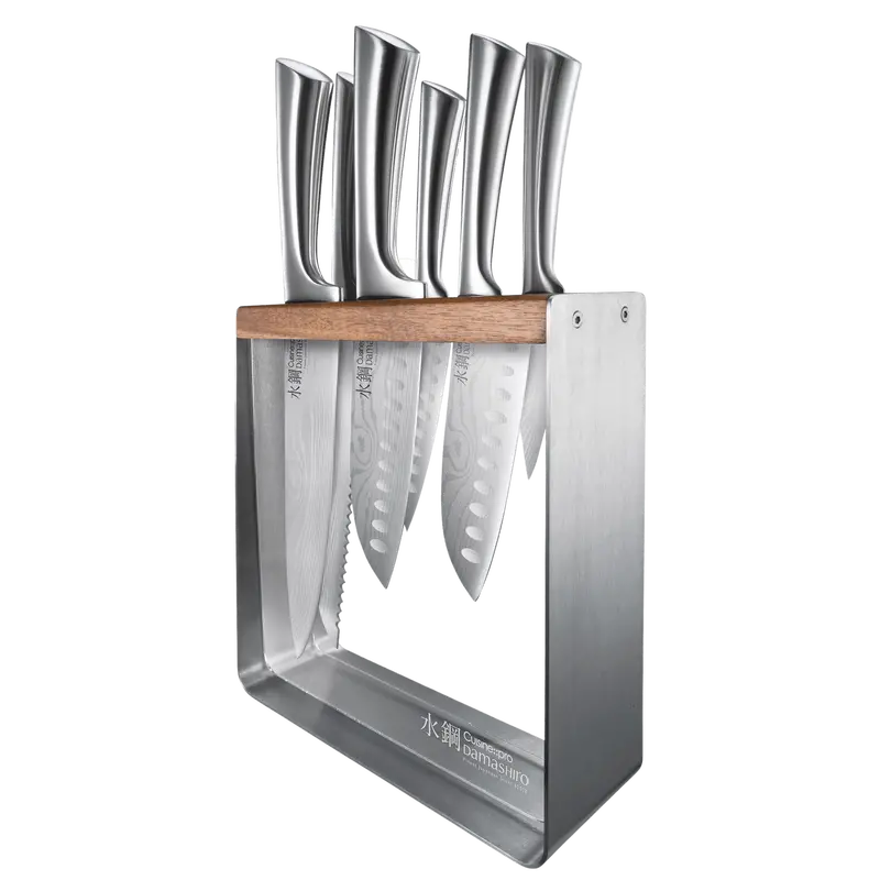 Custom Engraved Damashiro® Kinzoku 7-Piece Knife Block 1