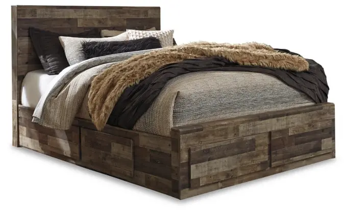 Derekson Multi-Gray Queen Panel Bed With Six Hidden Storage Drawers 1