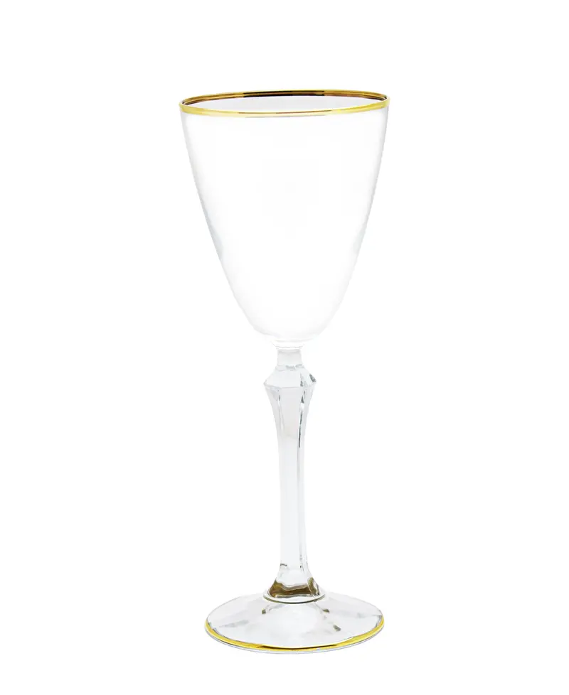 Enesco Gold-Rimmed Crystal Wine Glass Set – 6-Piece, Clear 1