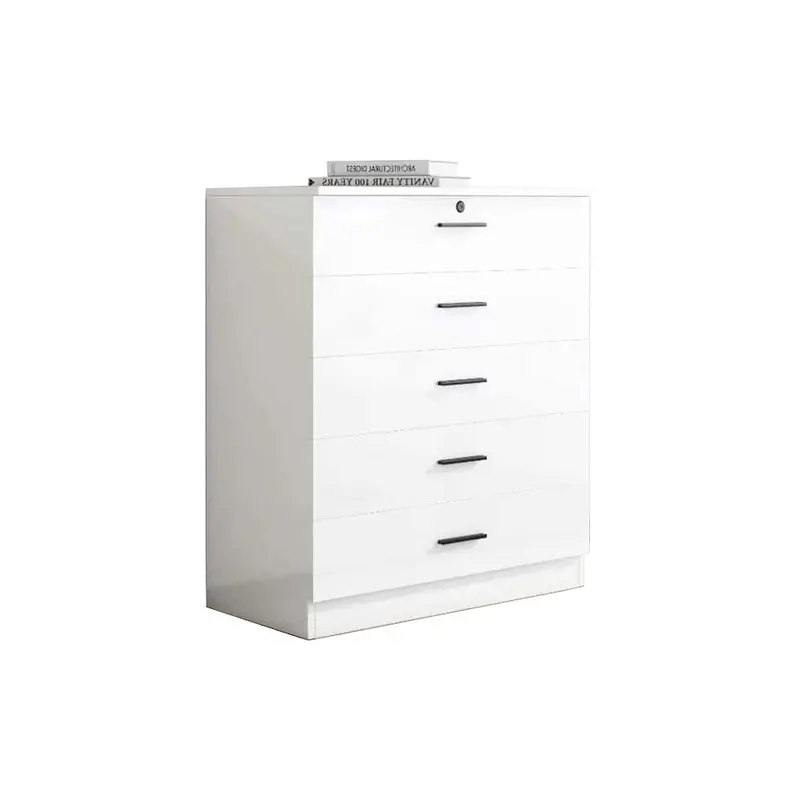 Exotic Designs Glossy Five-Drawer Chest In Pure White 1