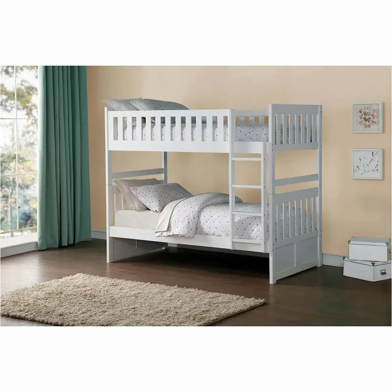 Galen Twin-Over-Twin Bunk Bed – Clean White Finish, Sturdy Metal Frame (B2053Ttw) 1