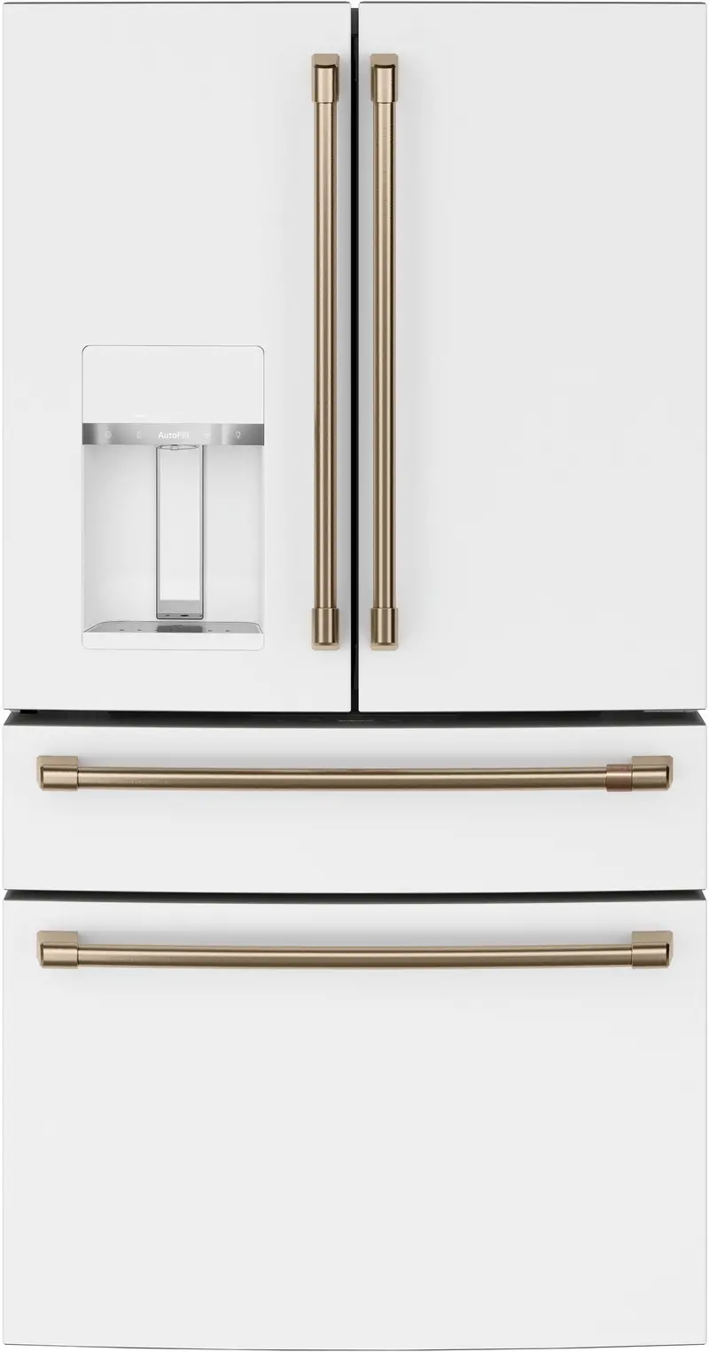 Ge Café Cve28Dp4Nw2 Standard-Depth 4-Door French-Door Refrigerator – Matte White With Brushed Bronze Handles 1