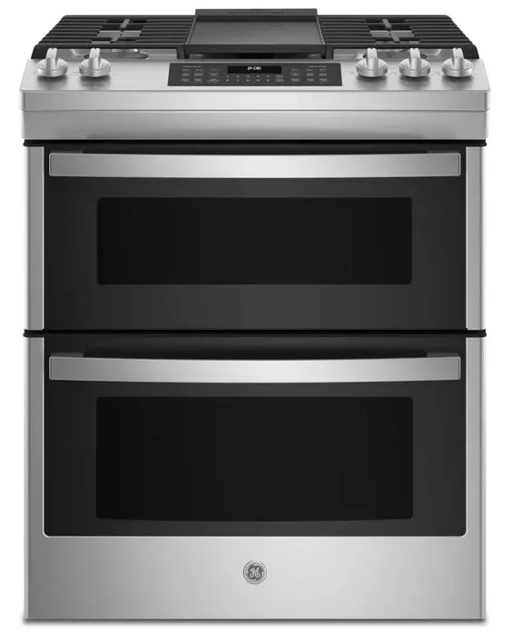 Ge Jcgss86Spss 30-Inch Stainless Steel Slide-In Front-Control Gas Double Oven Range 1