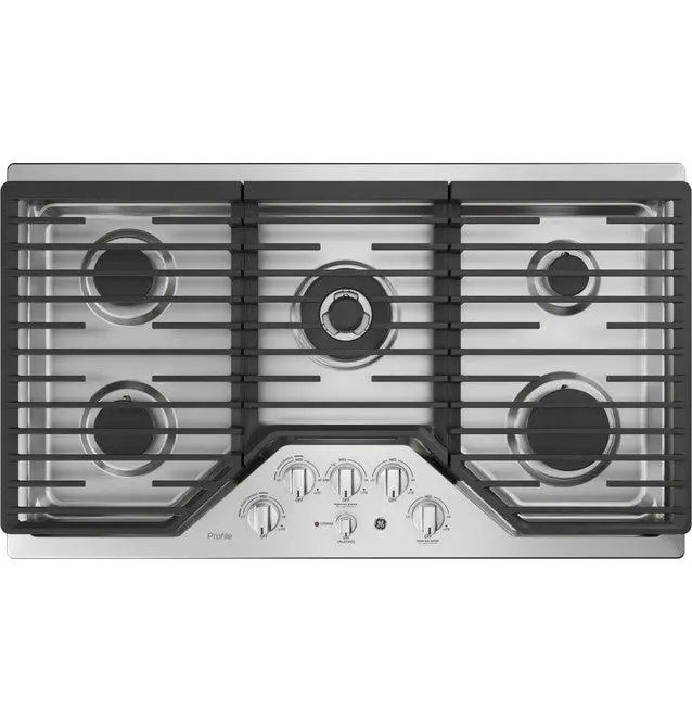 Ge Profile 36-Inch Tri-Ring Gas Cooktop With 5 Burners & Integrated Griddle – Stainless Steel 1
