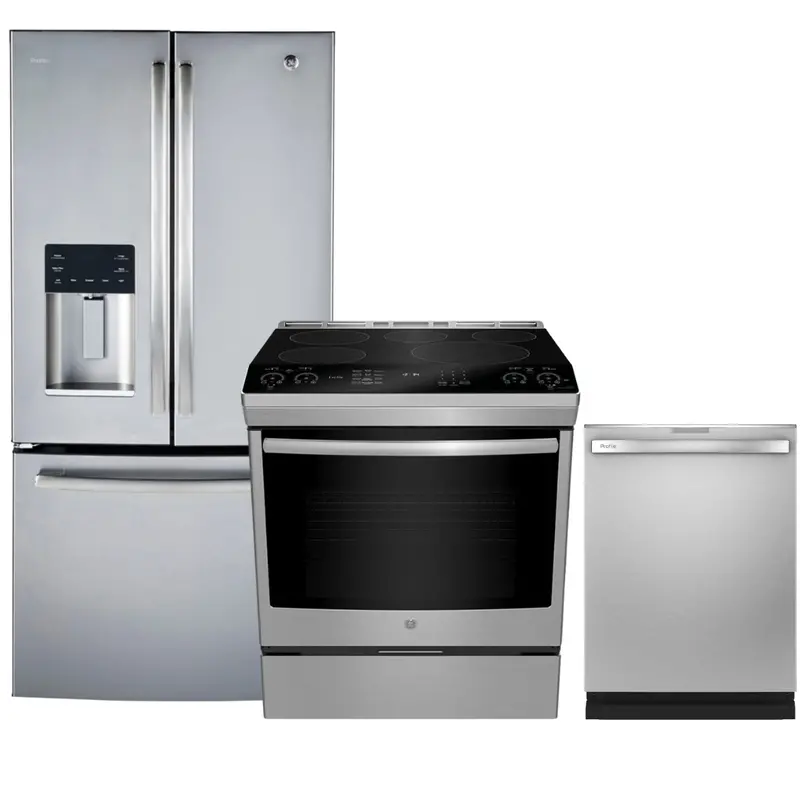 Ge Profile Appliance Suite: 33-Inch Refrigerator, Induction Range & Dishwasher 1
