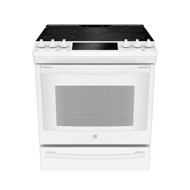Ge Profile Pcs940Dmww Slide-In Electric Range – Self-Cleaning, Air Fry, Baking Drawer, White 1
